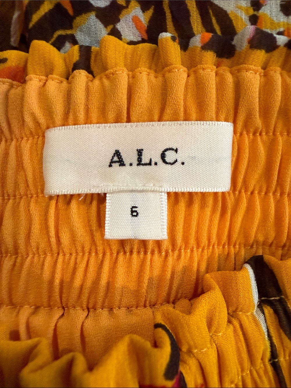 A.L.C. Silk Floral Smocked Mini Skirt Yellow Pink Size 6 - Picture 11 of 16